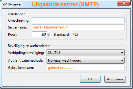 Handmatig instellen van de uitgaande mailserver