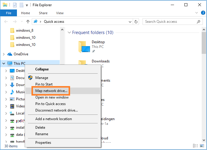 Open window 'Map Network Drive'