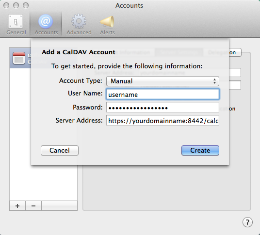 Mac Calendar - Add Account