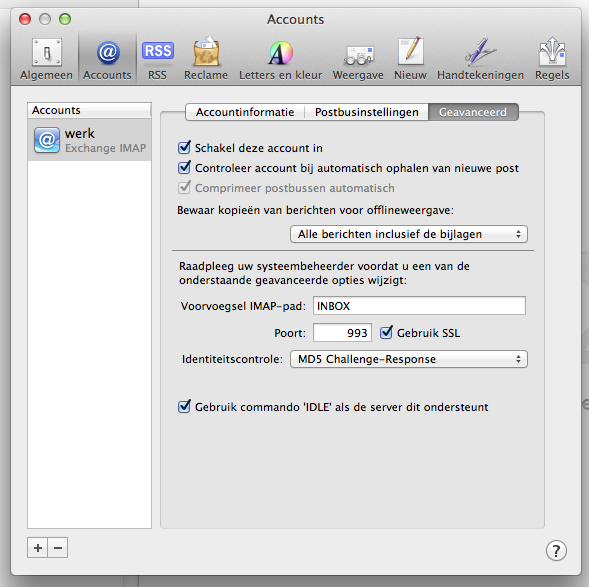 Mac Mail - Controleren instellingen (1)